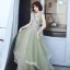 Élégant Vert Robe De Soirée 2019 Princesse V-Cou Sans Manches Appliques En Dentelle Perlage Longue Volants en Cascade Dos Nu Robe De Ceremonie