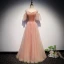 Chic / Beautiful Pearl Pink Evening Dresses  2019 A-Line / Princess Spaghetti Straps Short Sleeve Glitter Tulle Floor-Length / Long Ruffle Backless Formal Dresses