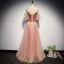 Chic / Beautiful Pearl Pink Evening Dresses  2019 A-Line / Princess Spaghetti Straps Short Sleeve Glitter Tulle Floor-Length / Long Ruffle Backless Formal Dresses