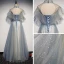 Élégant Bleu Ciel Transparentes Robe De Soirée 2019 Princesse Col Haut Manches Courtes Glitter Tulle Longue Volants Dos Nu Robe De Ceremonie