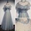 Élégant Bleu Ciel Transparentes Robe De Soirée 2019 Princesse Col Haut Manches Courtes Glitter Tulle Longue Volants Dos Nu Robe De Ceremonie