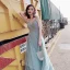 Élégant Sexy Océan Bleu Robe De Soirée 2019 Princesse Bretelles Spaghetti Sans Manches Faux Diamant Longue Volants Dos Nu Robe De Ceremonie