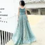 Elegant Jade Green Evening Dresses  2019 A-Line / Princess Spaghetti Straps Sleeveless Sash Appliques Lace Sweep Train Ruffle Backless Formal Dresses