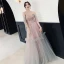 Élégant Perle Rose Robe De Soirée 2019 Princesse De l'épaule Manches Courtes Appliques En Dentelle Paillettes Longue Volants Dos Nu Robe De Ceremonie