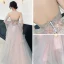 Élégant Perle Rose Robe De Soirée 2019 Princesse De l'épaule Manches Courtes Appliques En Dentelle Paillettes Longue Volants Dos Nu Robe De Ceremonie