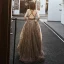 Sexy Marron Robe De Soirée 2019 Princesse Col v profond Sans Manches Ceinture Impression Tulle Train De Balayage Volants Dos Nu Robe De Ceremonie