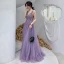 Illusion Lavande Robe De Soirée 2019 Princesse Col v profond Appliques En Dentelle Perlage Longue Volants Dos Nu Robe De Ceremonie