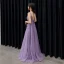 Illusion Lavande Robe De Soirée 2019 Princesse Col v profond Appliques En Dentelle Perlage Longue Volants Dos Nu Robe De Ceremonie