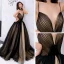 Sexy Schwarz Ballkleider 2019 A Linie Spaghettiträger Ärmellos Lange Rüschen Rückenfreies Festliche Kleider