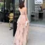 Abordable Kaki Robe De Soirée 2019 Princesse Bretelles Spaghetti Sans Manches Ceinture Longue Volants en Cascade Dos Nu Robe De Ceremonie