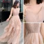Abordable Kaki Robe De Soirée 2019 Princesse Bretelles Spaghetti Sans Manches Ceinture Longue Volants en Cascade Dos Nu Robe De Ceremonie