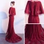 Luxury / Gorgeous Burgundy Evening Dresses  2019 A-Line / Princess See-through V-Neck Sleeveless Beading Tassel Sweep Train Ruffle Formal Dresses