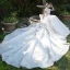 Vintage / Retro Luxury / Gorgeous See-through Champagne Wedding Dresses 2019 A-Line / Princess High Neck Short Sleeve Beading Appliques Lace Glitter Tulle Cathedral Train Ruffle