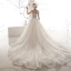 Affordable Ivory Wedding Dresses 2019 A-Line / Princess Off-The-Shoulder Short Sleeve Backless Beading Glitter Tulle Chapel Train Ruffle