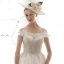 Affordable Ivory Wedding Dresses 2019 A-Line / Princess Off-The-Shoulder Short Sleeve Backless Beading Glitter Tulle Chapel Train Ruffle