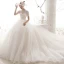 Vintage Ivory / Creme Durchsichtige Brautkleider / Hochzeitskleider 2019 A Linie Stehkragen Kurze Ärmel Rückenfreies Pailletten Perlenstickerei Kapelle-Schleppe Rüschen