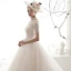 Vintage Ivory / Creme Durchsichtige Brautkleider / Hochzeitskleider 2019 A Linie Stehkragen Kurze Ärmel Rückenfreies Pailletten Perlenstickerei Kapelle-Schleppe Rüschen