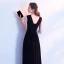 Chic / Belle Noire Robe De Soirée 2017 Princesse Encolure Dégagée Perlage Perle Sans Manches Longue Dos Nu Robe De Ceremonie