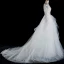 Illusion Ivory Summer See-through Wedding Dresses 2018 A-Line / Princess Scoop Neck Long Sleeve Appliques Lace Ruffle Cathedral Train