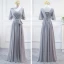 Modest / Simple Grey Chiffon Bridesmaid Dresses 2018 A-Line / Princess Sash Floor-Length / Long Ruffle Backless Wedding Party Dresses