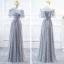 Modest / Simple Grey Chiffon Bridesmaid Dresses 2018 A-Line / Princess Sash Floor-Length / Long Ruffle Backless Wedding Party Dresses