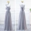 Modest / Simple Grey Chiffon Bridesmaid Dresses 2018 A-Line / Princess Sash Floor-Length / Long Ruffle Backless Wedding Party Dresses