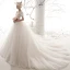 Victorian Style Vintage / Retro Ivory Lace Wedding Dresses 2019 A-Line / Princess Scoop Neck Puffy Short Sleeve Backless Chapel Train Ruffle