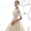 Style Victorien Abordable Jardin / Extérieur Champagne Transparentes Robe De Mariée 2019 Princesse Encolure Dégagée Gonflée Manches Courtes Dos Nu Tachetée Tulle Longue Volants