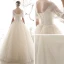 Style Victorien Abordable Jardin / Extérieur Champagne Transparentes Robe De Mariée 2019 Princesse Encolure Dégagée Gonflée Manches Courtes Dos Nu Tachetée Tulle Longue Volants