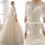 Style Victorien Abordable Jardin / Extérieur Champagne Transparentes Robe De Mariée 2019 Princesse Encolure Dégagée Gonflée Manches Courtes Dos Nu Tachetée Tulle Longue Volants