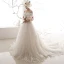 Chic / Belle Ivoire Robe De Mariée 2019 Princesse De l'épaule Gonflée Manches Courtes Dos Nu Appliques En Dentelle Perlage Chapel Train Volants Tulle