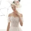Chic / Belle Ivoire Robe De Mariée 2019 Princesse De l'épaule Gonflée Manches Courtes Dos Nu Appliques En Dentelle Perlage Chapel Train Volants Tulle