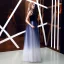 Elegant Royal Blue Gradient-Color Suede Evening Dresses  2019 A-Line / Princess Shoulders Sleeveless Sash Floor-Length / Long Ruffle Backless Formal Dresses