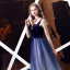 Elegant Royal Blue Gradient-Color Suede Evening Dresses  2019 A-Line / Princess Shoulders Sleeveless Sash Floor-Length / Long Ruffle Backless Formal Dresses