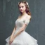 Schöne Champagner Brautkleider / Hochzeitskleider 2019 A Linie Off Shoulder Kurze Ärmel Rückenfreies Applikationen Spitze Perlenstickerei Perle Kapelle-Schleppe Rüschen