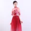 Chinese style Red Gradient-Color See-through Evening Dresses  2019 A-Line / Princess High Neck Bell sleeves Appliques Lace Rhinestone Floor-Length / Long Ruffle Formal Dresses