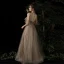 Élégant Champagne Robe De Soirée 2019 Princesse De l'épaule Bretelles Spaghetti Manches Courtes Perlage Glitter Tulle Longue Volants Dos Nu Robe De Ceremonie