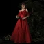 Chic / Belle Bordeaux Robe De Soirée 2019 Princesse Encolure Dégagée Manches Courtes Glitter Tulle Longue Volants Dos Nu Robe De Ceremonie
