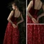Chic / Belle Bordeaux Daim Robe De Soirée 2019 Princesse épaules Sans Manches Glitter Appliques En Dentelle Longue Dos Nu Robe De Ceremonie