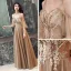 Illusion Khaki Evening Dresses  2019 A-Line / Princess Beading Spaghetti Straps Short Sleeve Appliques Lace Floor-Length / Long Ruffle Backless Formal Dresses