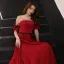 Élégant Transparentes Bordeaux Charmeuse Robe De Soirée 2019 Princesse Encolure Carrée Manches Courtes Faux Diamant Ceinture Longue Volants Dos Nu Robe De Ceremonie