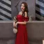 Élégant Transparentes Bordeaux Charmeuse Robe De Soirée 2019 Princesse Encolure Carrée Manches Courtes Faux Diamant Ceinture Longue Volants Dos Nu Robe De Ceremonie
