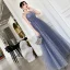 Affordable Sky Blue Prom Dresses 2019 A-Line / Princess Spaghetti Straps Sleeveless Glitter Tulle Floor-Length / Long Ruffle Backless Formal Dresses
