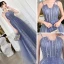 Affordable Sky Blue Prom Dresses 2019 A-Line / Princess Spaghetti Straps Sleeveless Glitter Tulle Floor-Length / Long Ruffle Backless Formal Dresses