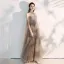 Élégant Kaki Robe De Soirée 2019 Princesse De l'épaule Bretelles Spaghetti Manches Courtes Perlage Longue Volants Dos Nu Robe De Ceremonie