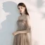 Élégant Kaki Robe De Soirée 2019 Princesse De l'épaule Bretelles Spaghetti Manches Courtes Perlage Longue Volants Dos Nu Robe De Ceremonie