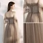 Élégant Kaki Robe De Soirée 2019 Princesse De l'épaule Bretelles Spaghetti Manches Courtes Perlage Longue Volants Dos Nu Robe De Ceremonie