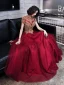 Vintage / Retro Burgundy See-through Evening Dresses  2019 A-Line / Princess High Neck Short Sleeve Beading Floor-Length / Long Ruffle Backless Formal Dresses