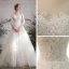 Charming Champagne Lace Pierced Wedding Dresses 2019 A-Line / Princess See-through Scoop Neck 1/2 Sleeves Backless Appliques Lace Chapel Train Ruffle