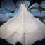 Stunning See-through Ivory Star Wedding Dresses 2019 Ball Gown High Neck Long Sleeve Backless Handmade  Beading Glitter Tulle Cathedral Train Ruffle